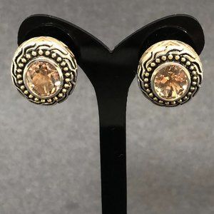 Sterling Earrings w Gold Beading & Citrine Gems